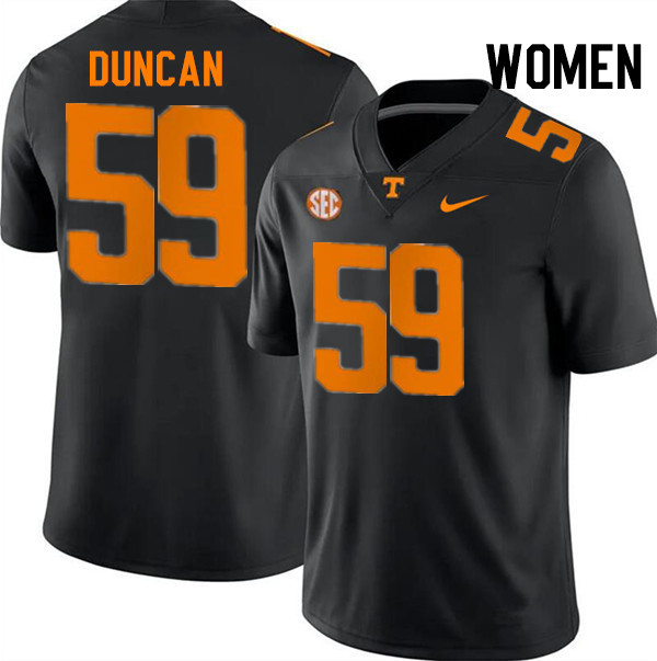 Women #59 Cody Duncan Tennessee Volunteers College Football Jerseys Stitched-Black